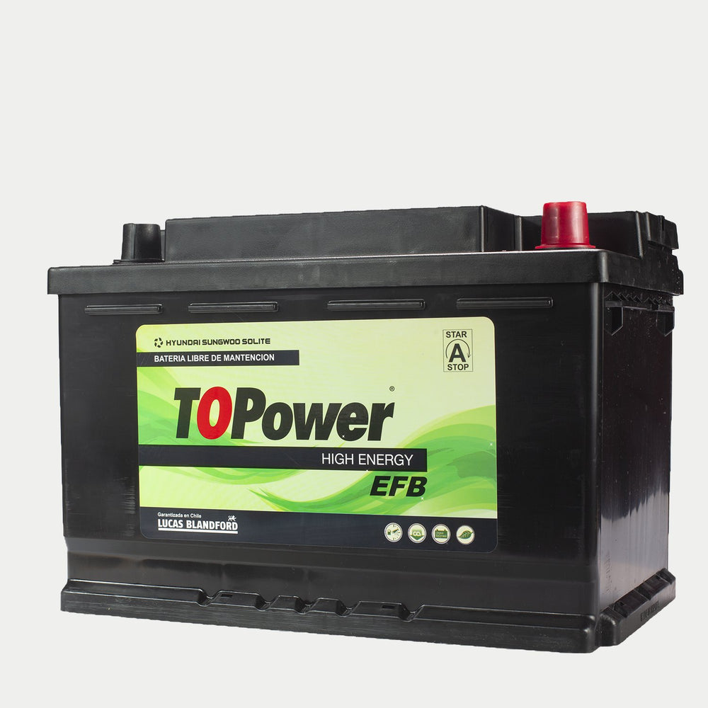 Bateria Topower Efb Start-Stop 70 Amp Positivo Derecho Incluye Pestaña 680 Cca