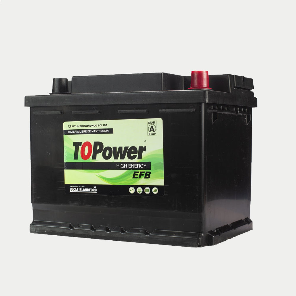 Bateria Topower Efb Start-Stop 60 Amp Positivo Derecho Incluye Pestaña 580 Cca